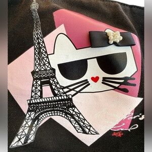 Karl Lagerfeld Kristan Canvas Eiffel tower  design Black Crossbody Bag